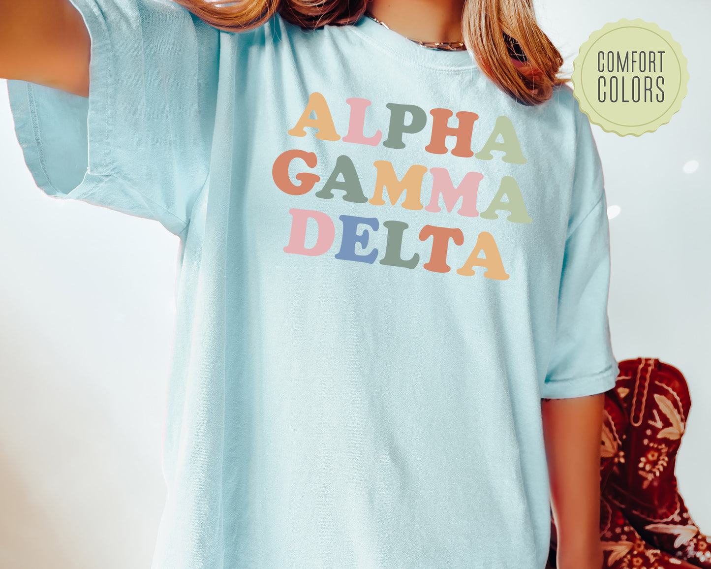 Alpha Gamma Delta Bright and Proud Comfort Colors Sorority T-shirt _ 417g