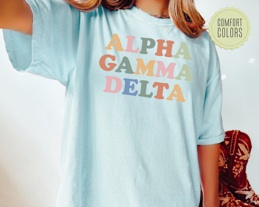 Alpha Gamma Delta Bright and Proud Comfort Colors Sorority T-shirt _ 417g