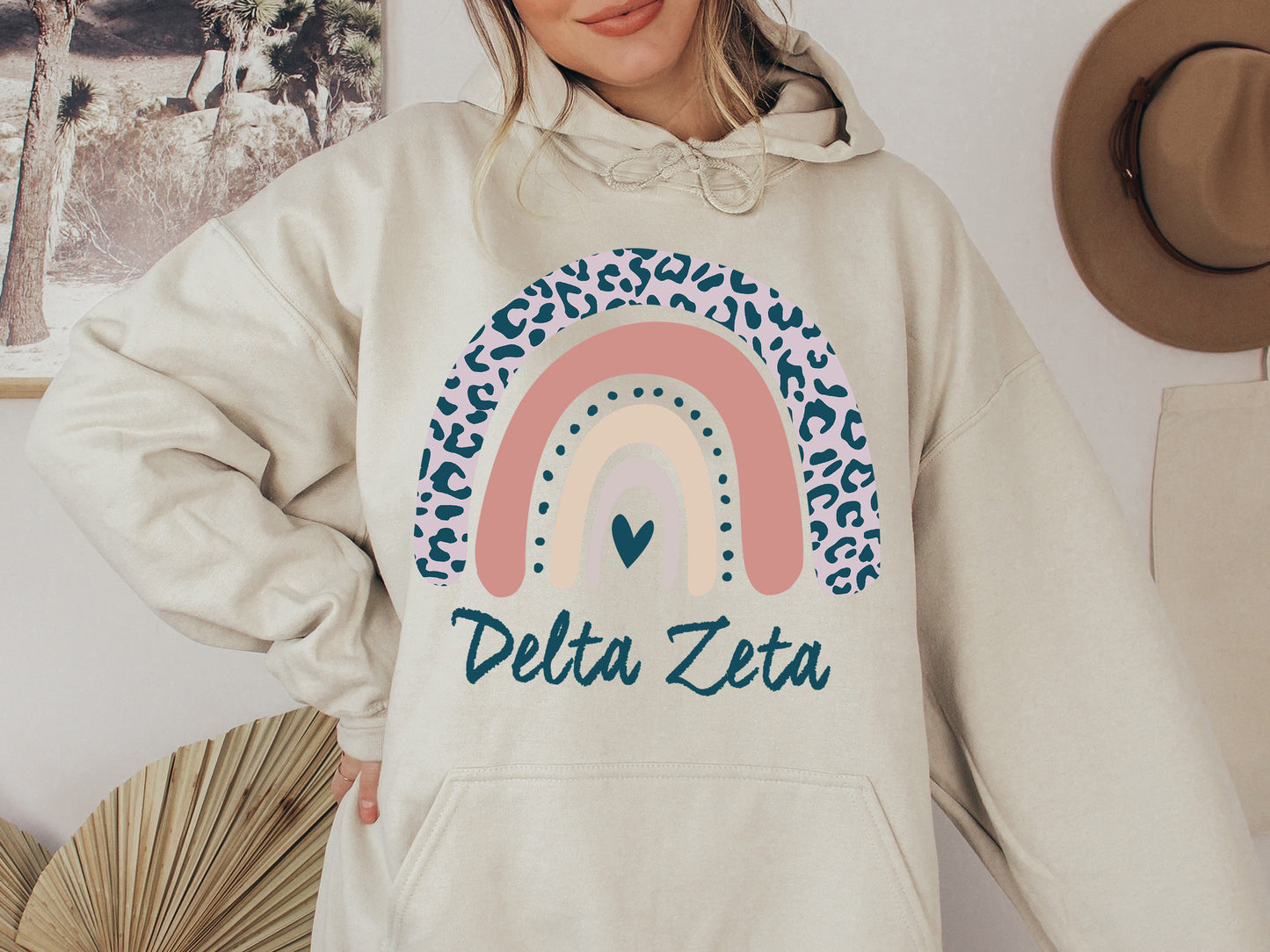 Delta Zeta Greek Rainbow Sorority Hoodie _ 2746g