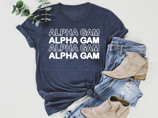 Alpha Gamma Delta Bold Bubble Letter Sorority T-shirt _ 2215g