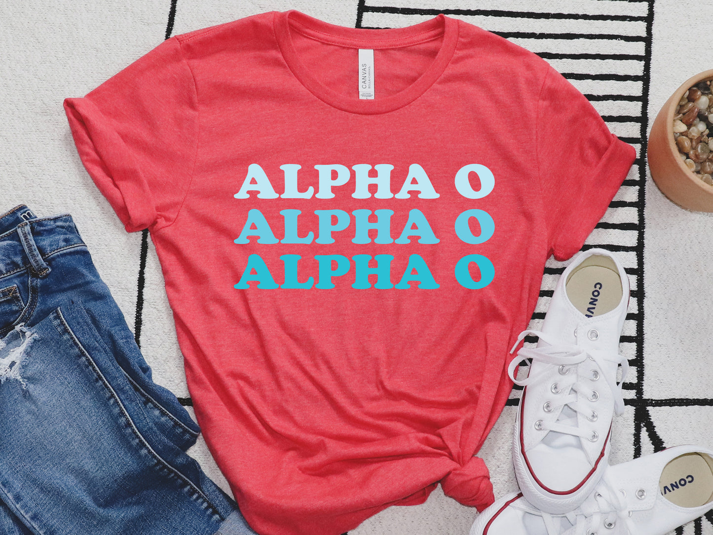 Alpha Omicron Pi Touch of Blue Sorority T-shirt _ 2581g