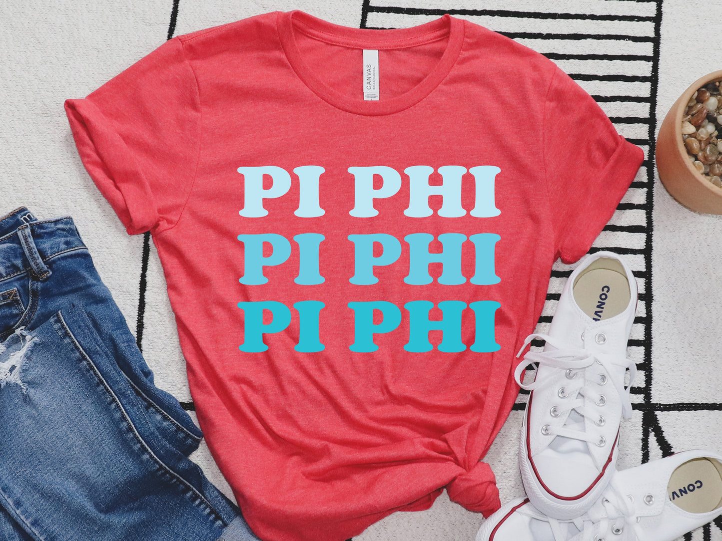 Pi Beta Phi Touch of Blue Sorority T-shirt _ 2597g