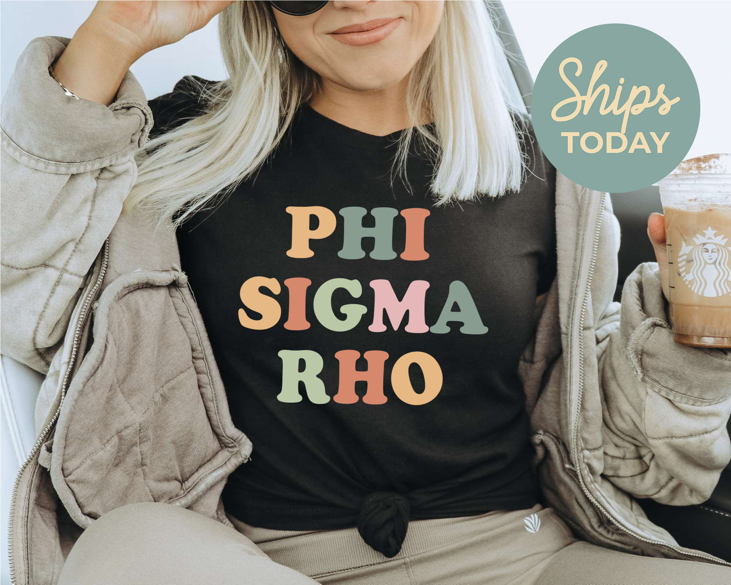 Phi Sigma Rho Bright and Colorful Sorority T-shirt _ 3477g