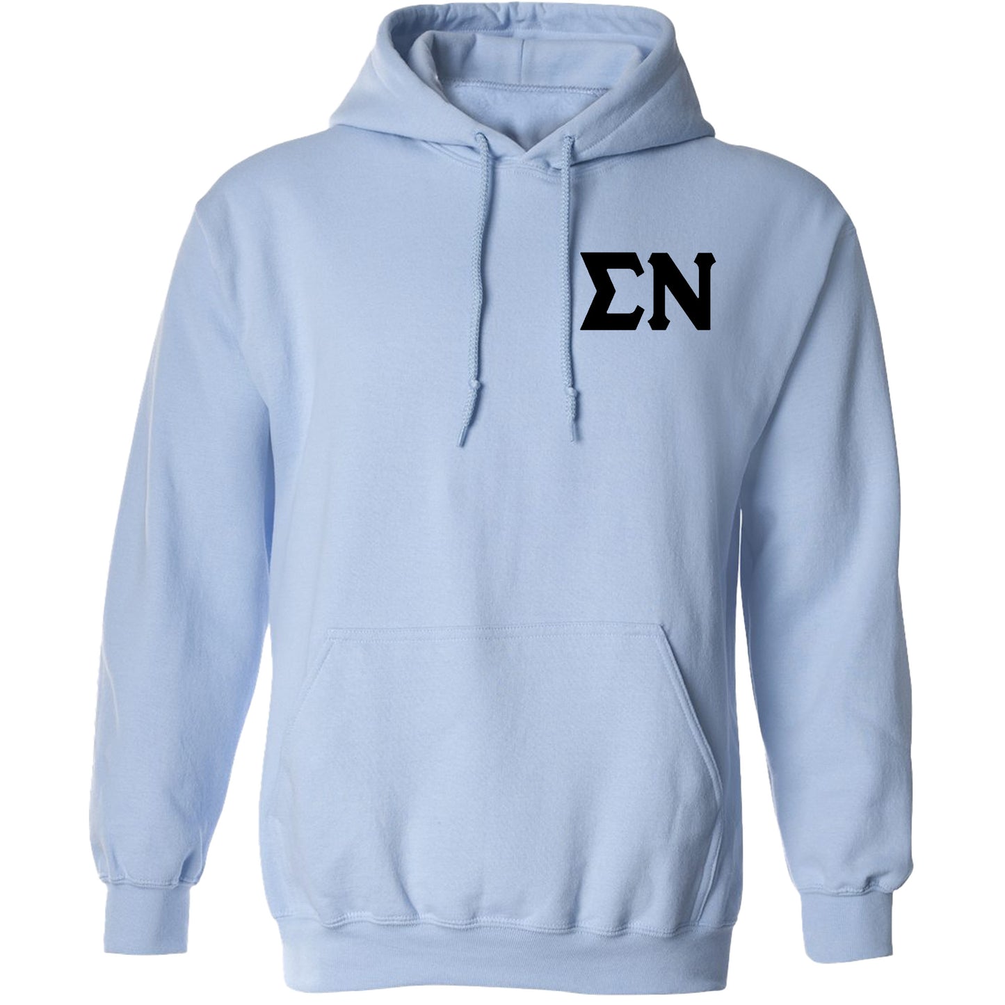 a light blue hoodie with the letter n on it