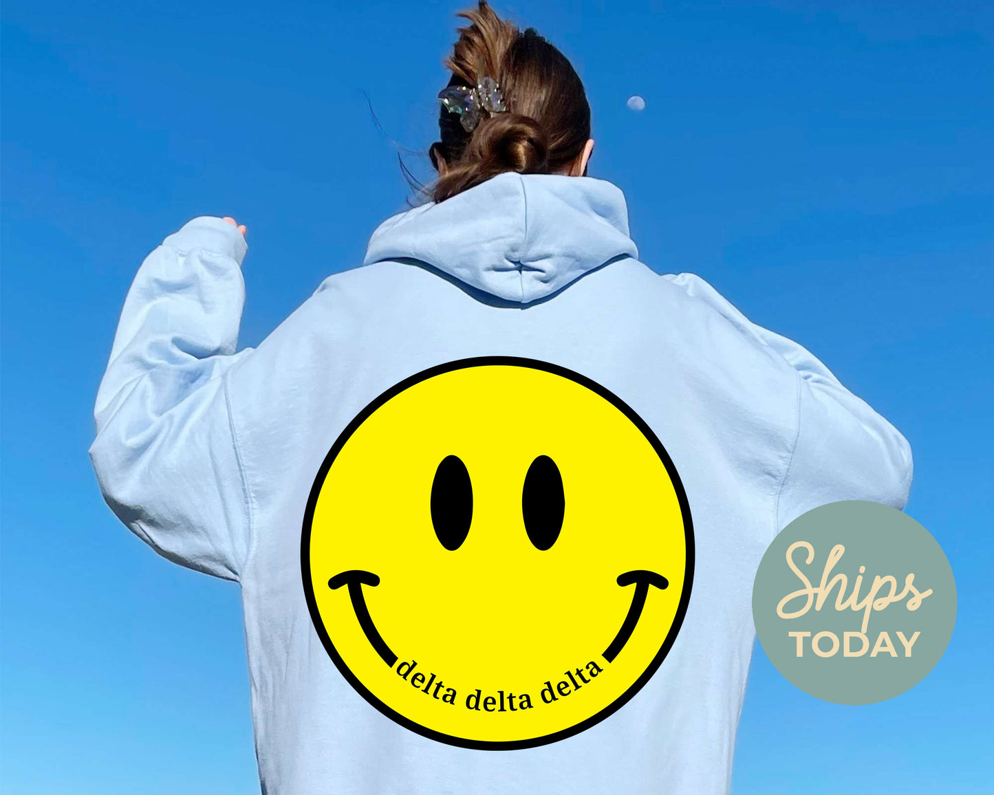 Delta Delta Delta Smiley Face Sorority Hoodie _ 32852g