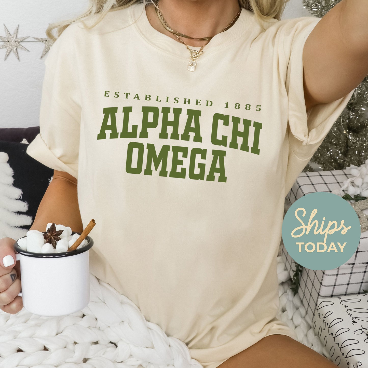 Alpha Chi Omega Bold Letters Sorority T-shirt _ 35120g