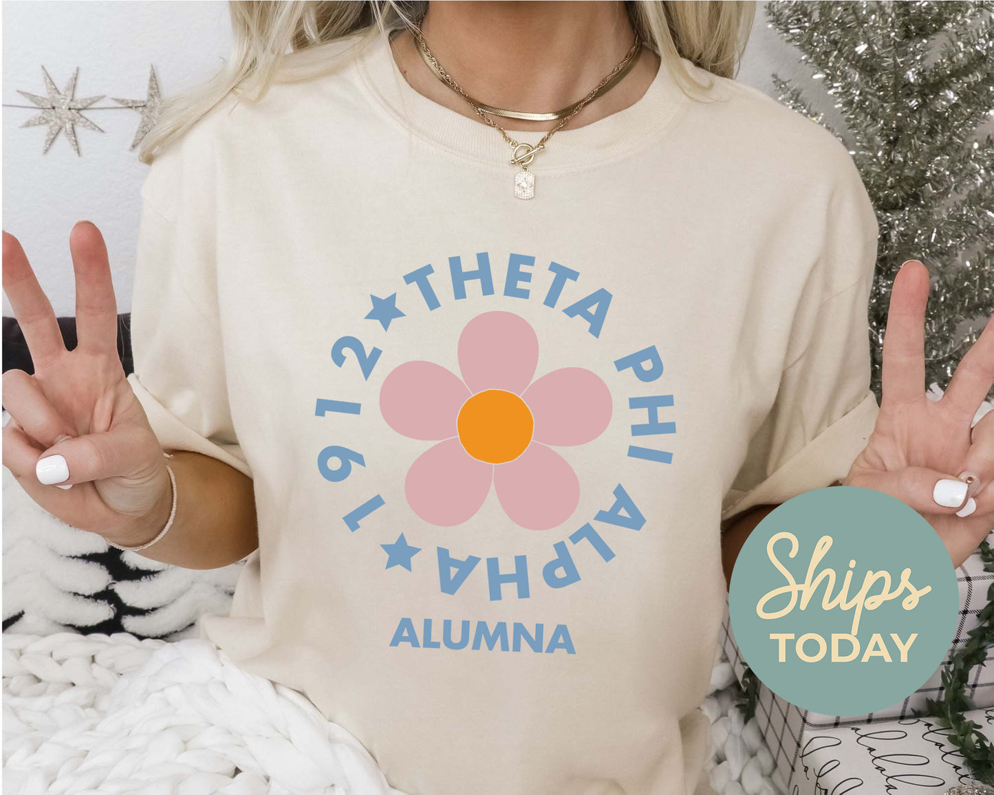 Theta Phi Alpha Floral Alumna Sorority T-shirt _ 2575g