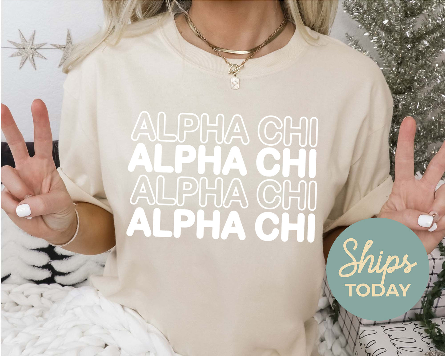 Alpha Chi Omega Bold Bubble Letter Sorority T-shirt _ 2212g