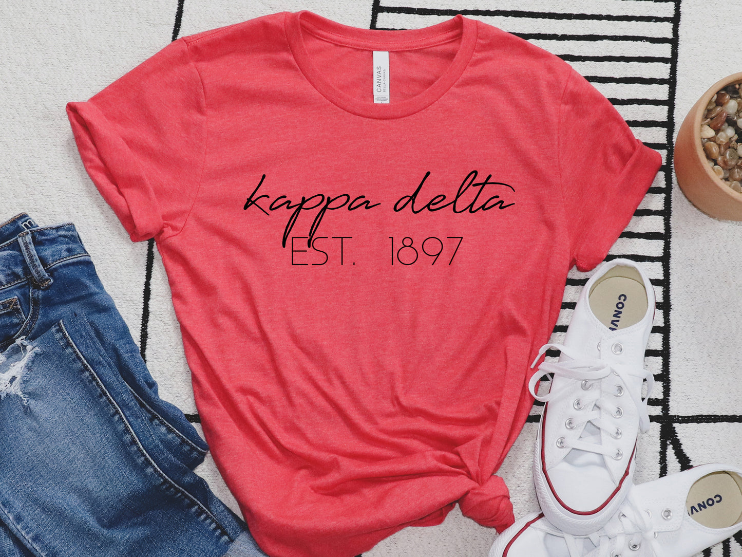 Kappa Delta Black Calligraphy Sorority T-shirt _2333g