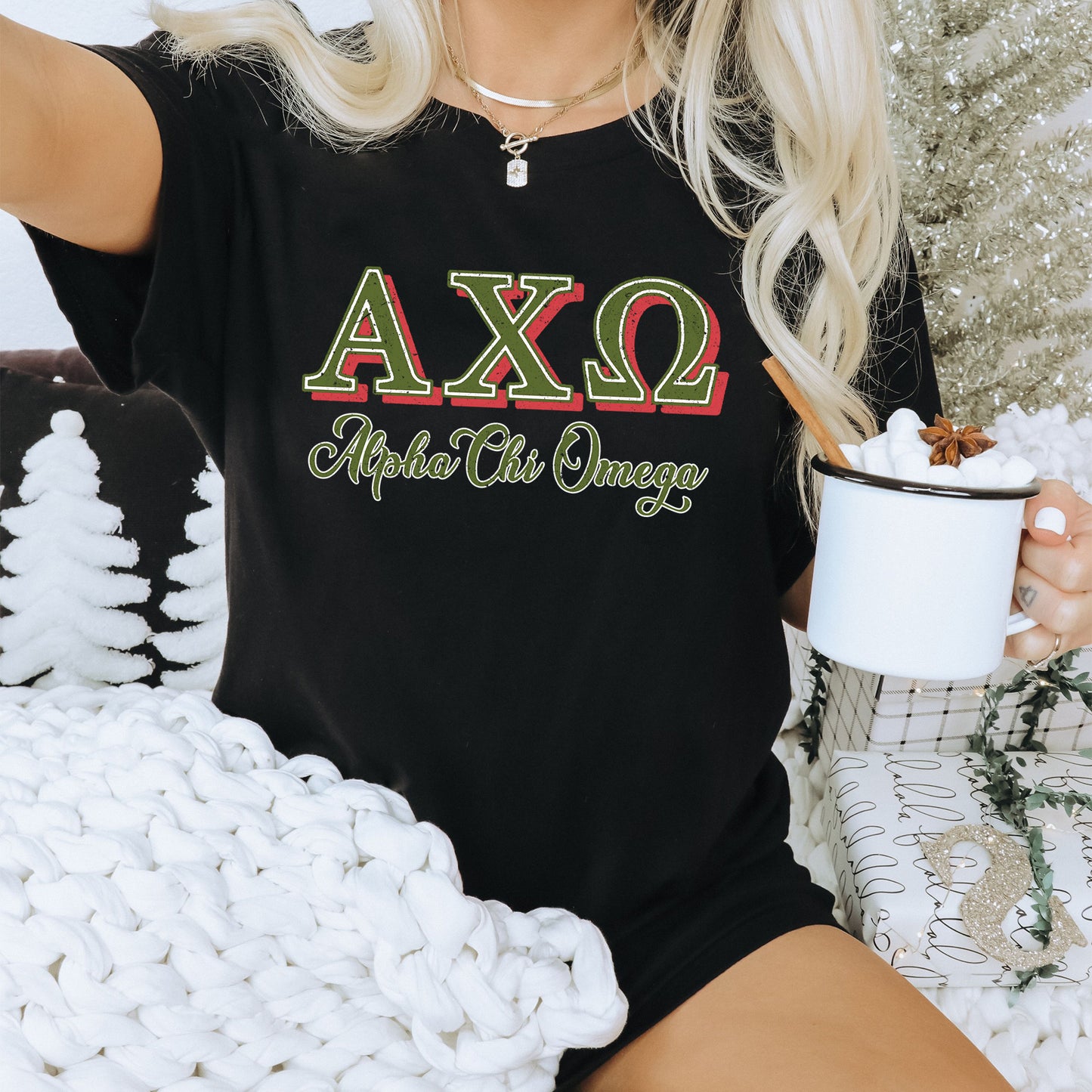 Alpha Chi Omega Greek Colors Sorority T-shirt _ 36069g