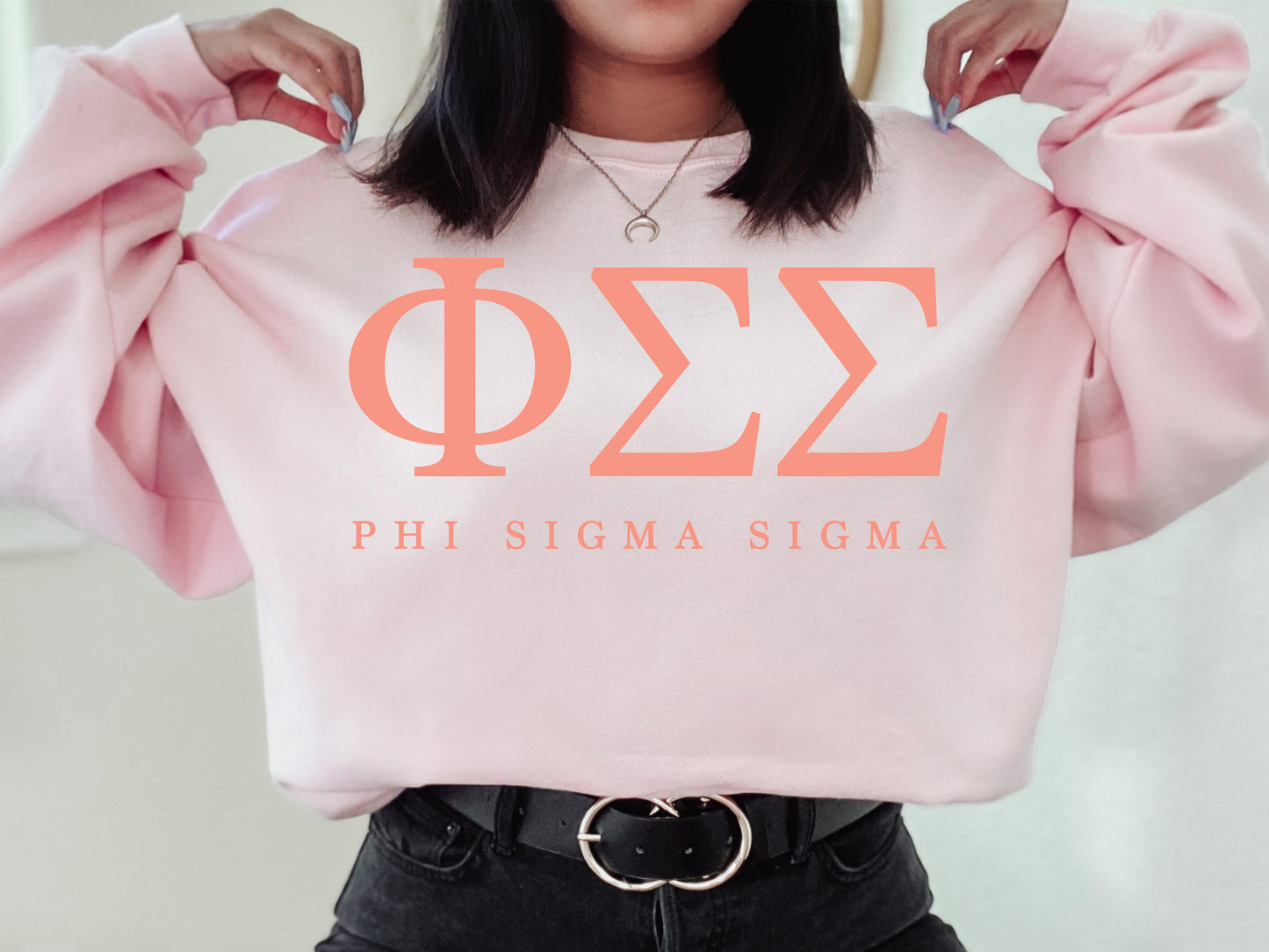 Phi Sigma Sigma Pink Personality Sorority Sweatshirt _ 667g