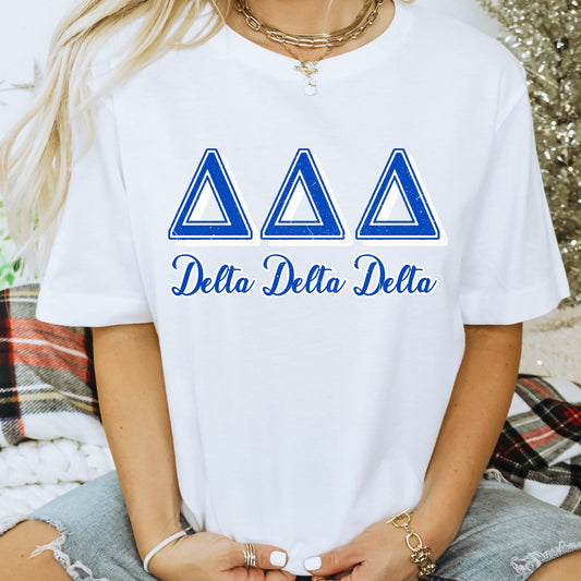 Delta Delta Delta Greek Colors Sorority T-shirt _ 36079g