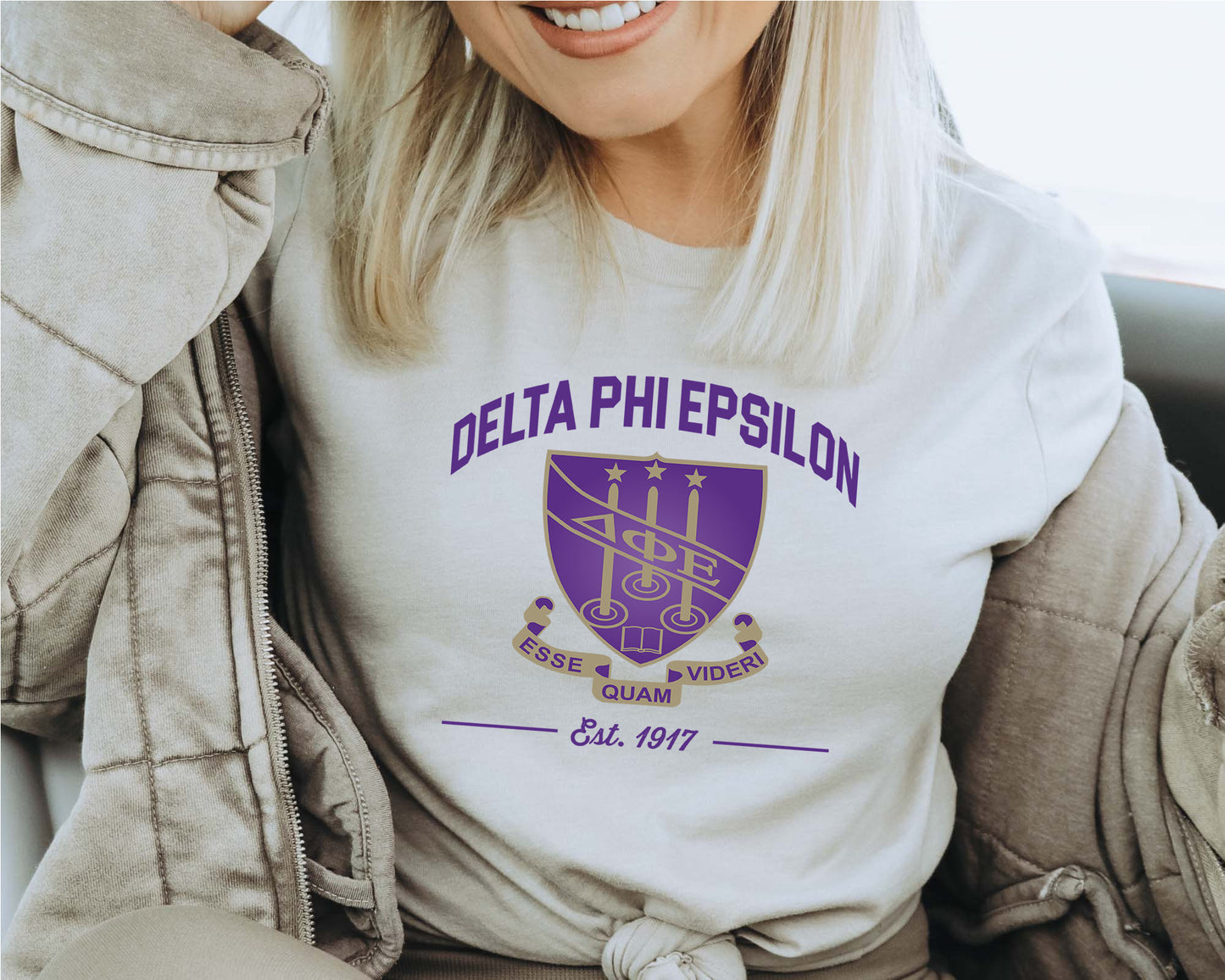 Delta Phi Epsilon Loyalty Crest Sorority T-shirt _ 4432g