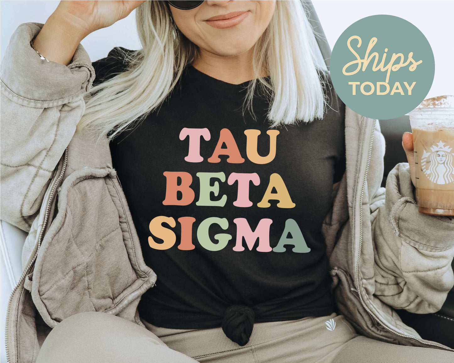 Tau Beta Sigma Bright and Colorful Sorority T-shirt _ 3481g