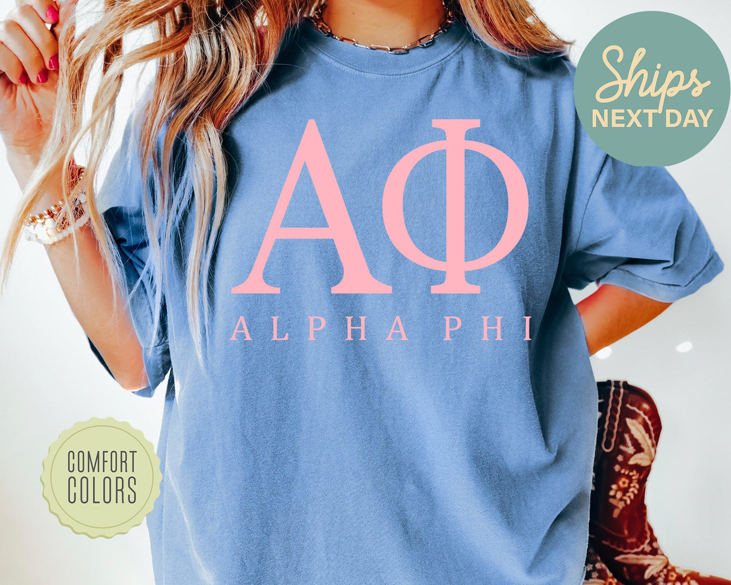 Alpha Phi Everything Pink Comfort Colors Sorority T-shirt _ 315g