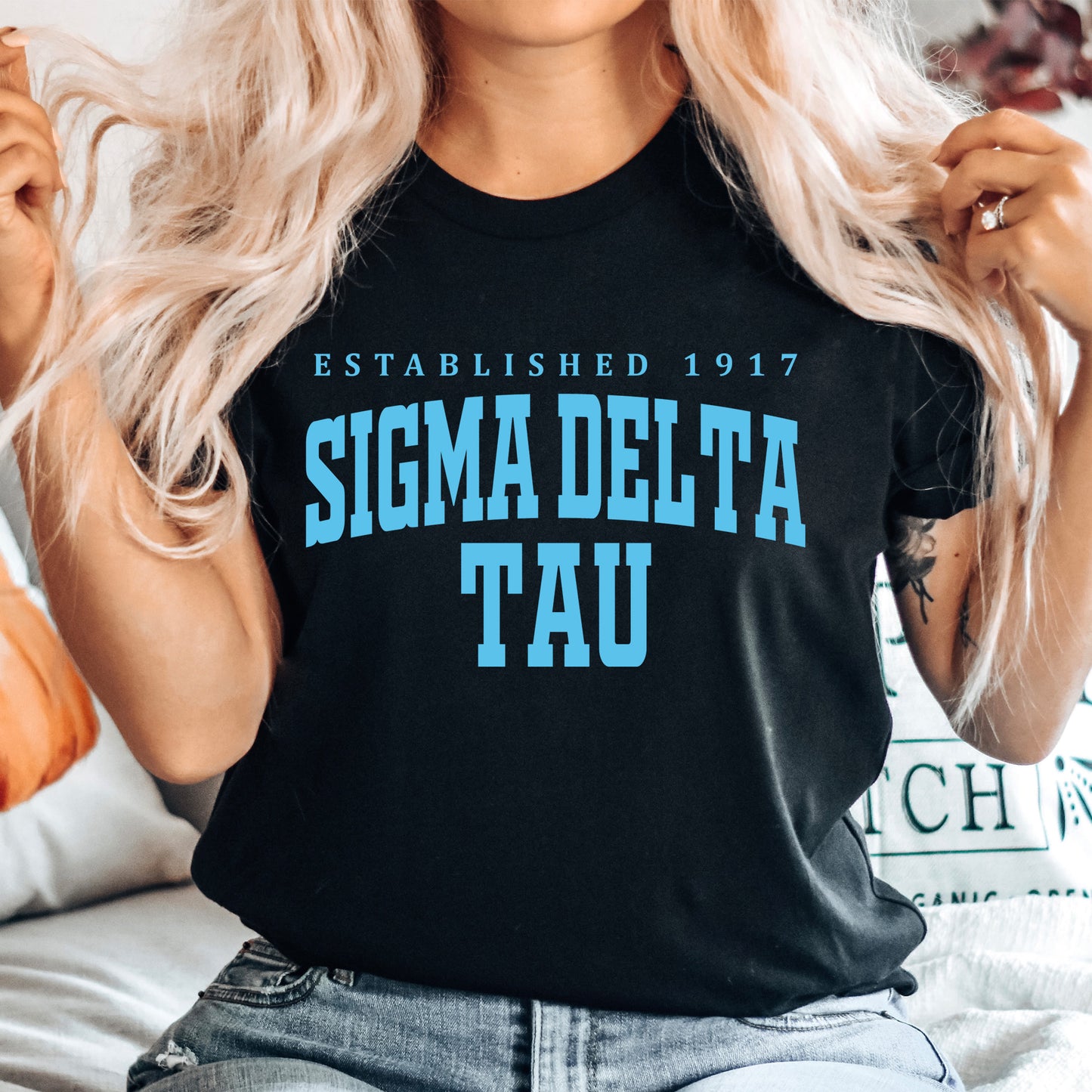 Sigma Delta Tau Bold Letters Sorority T-shirt _ 35141g