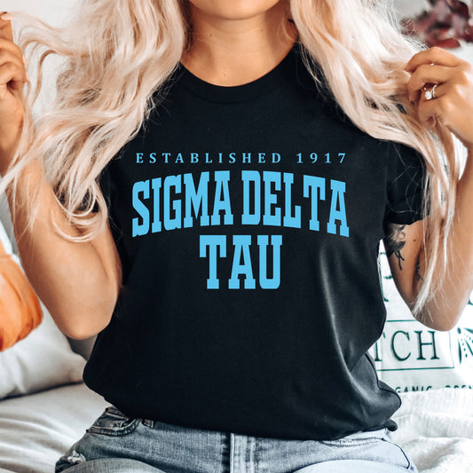 Sigma Delta Tau Bold Letters Sorority T-shirt _ 35141g