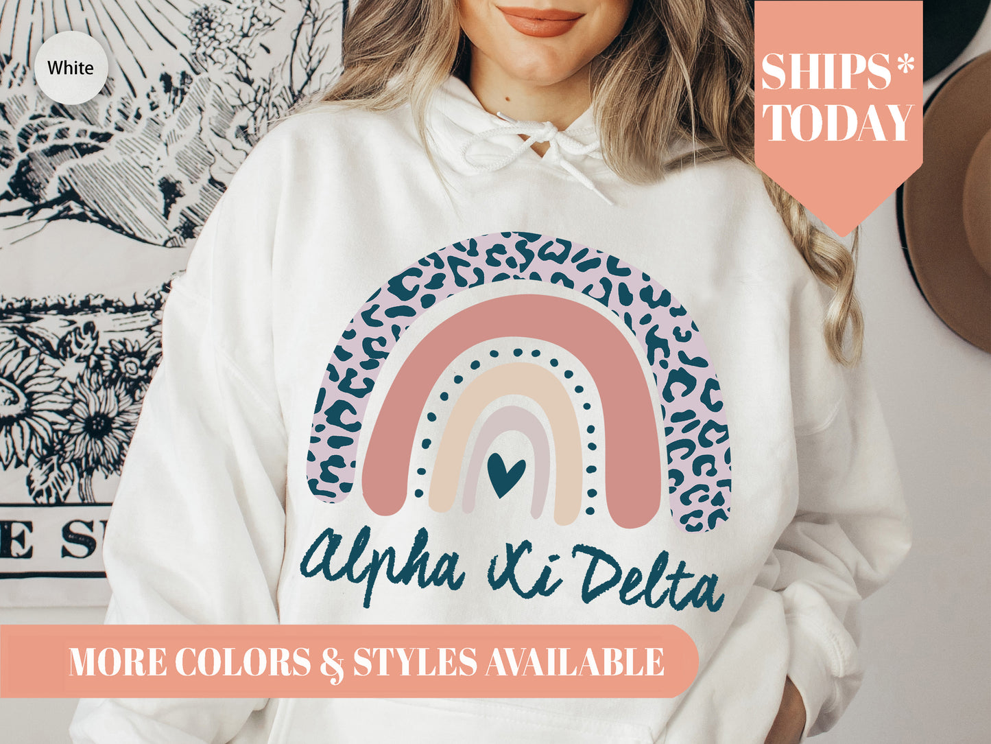Alpha Xi Delta Greek Rainbow Sorority Hoodie _ 2741g