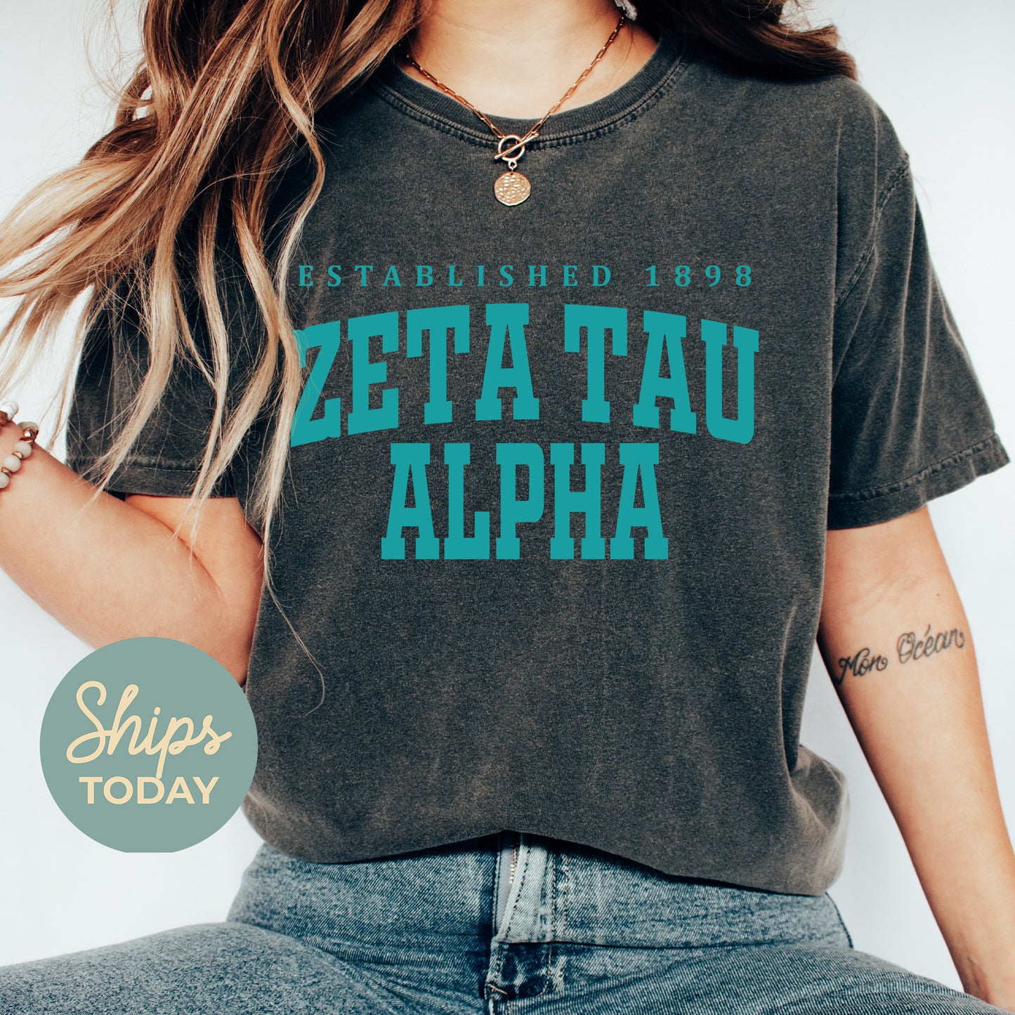 Zeta Tau Alpha Bold Letters Sorority T-shirt _ 35145g