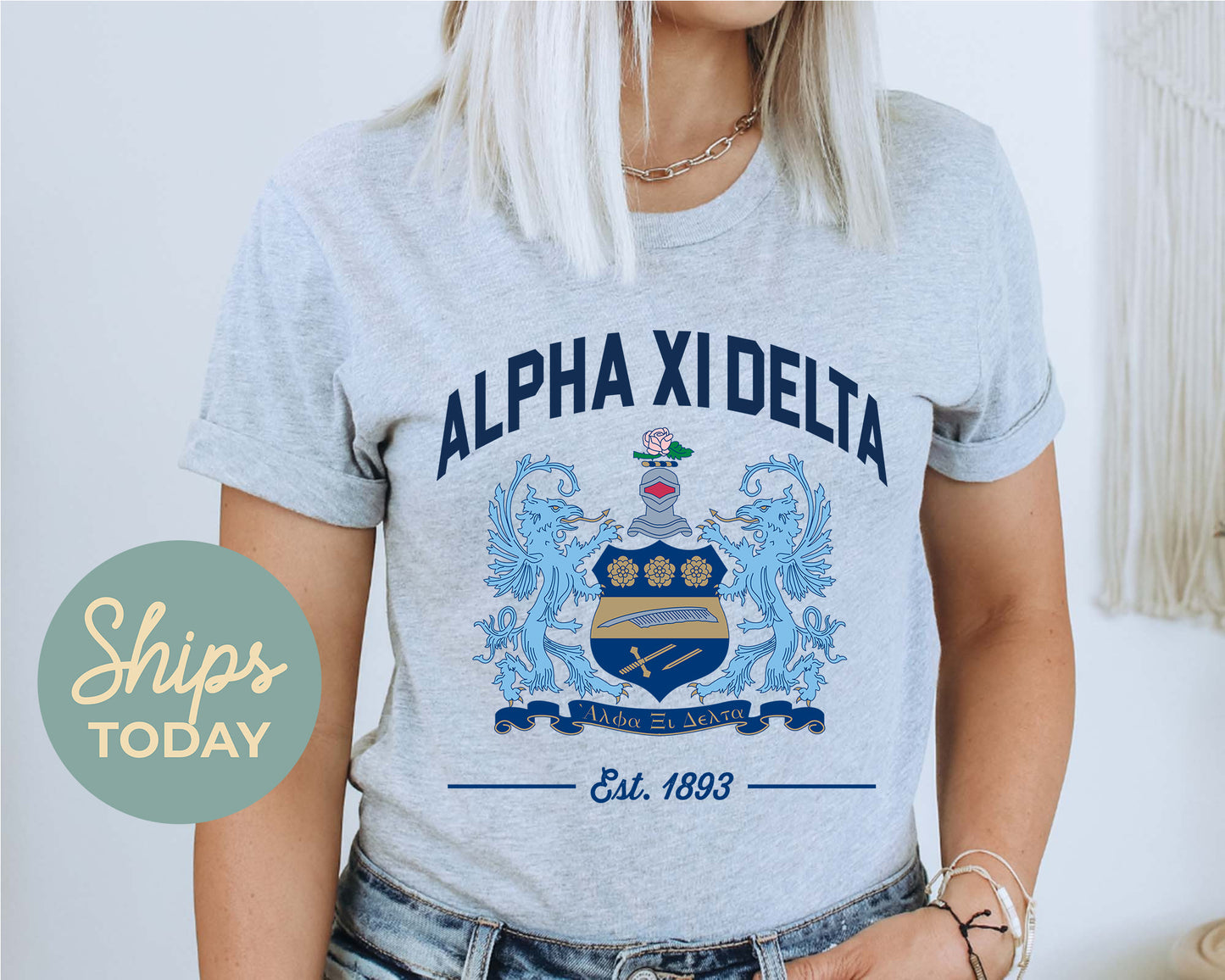 Alpha Xi Delta Loyalty Crest Sorority T-shirt _ 4428g