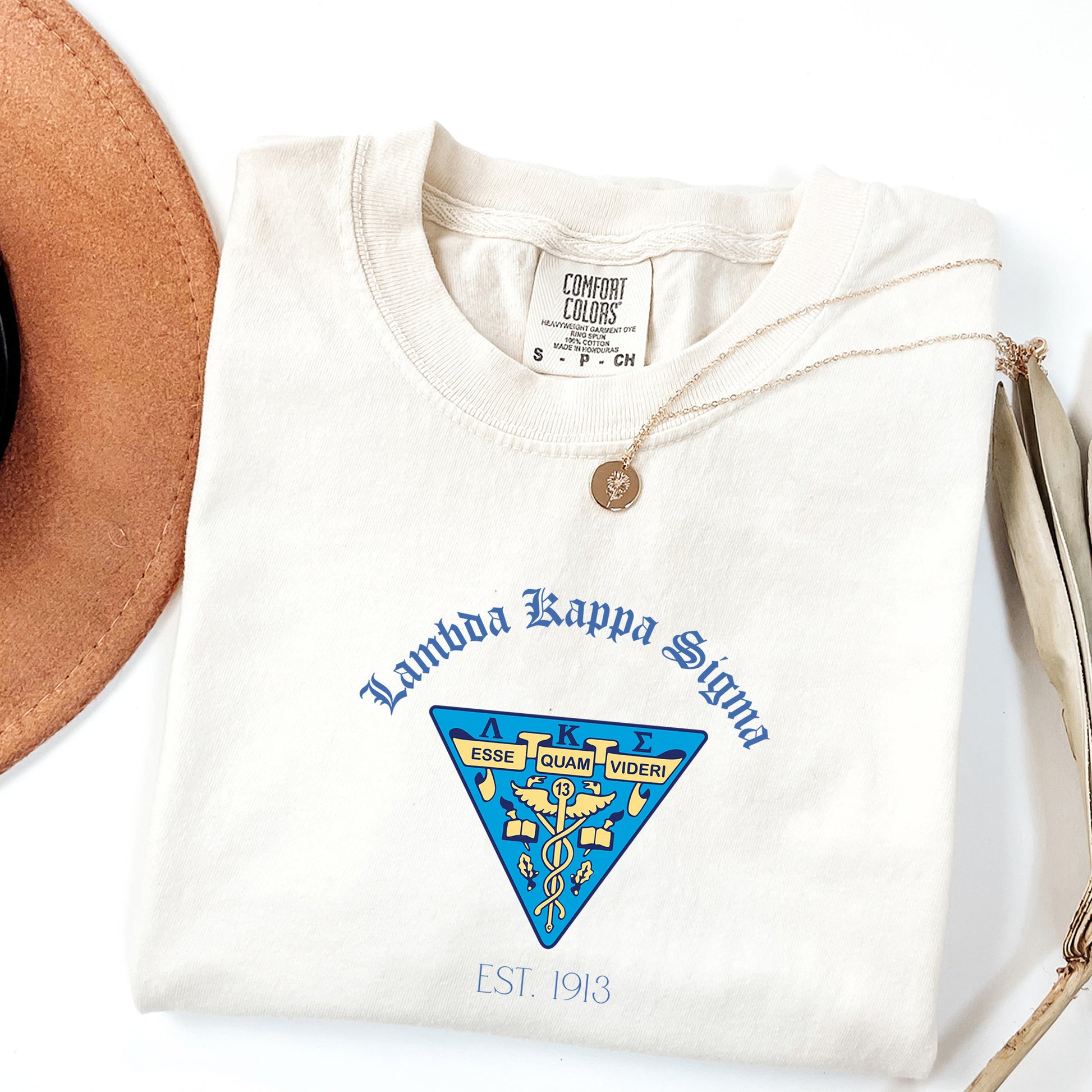 a hat and a t - shirt with a logo on it