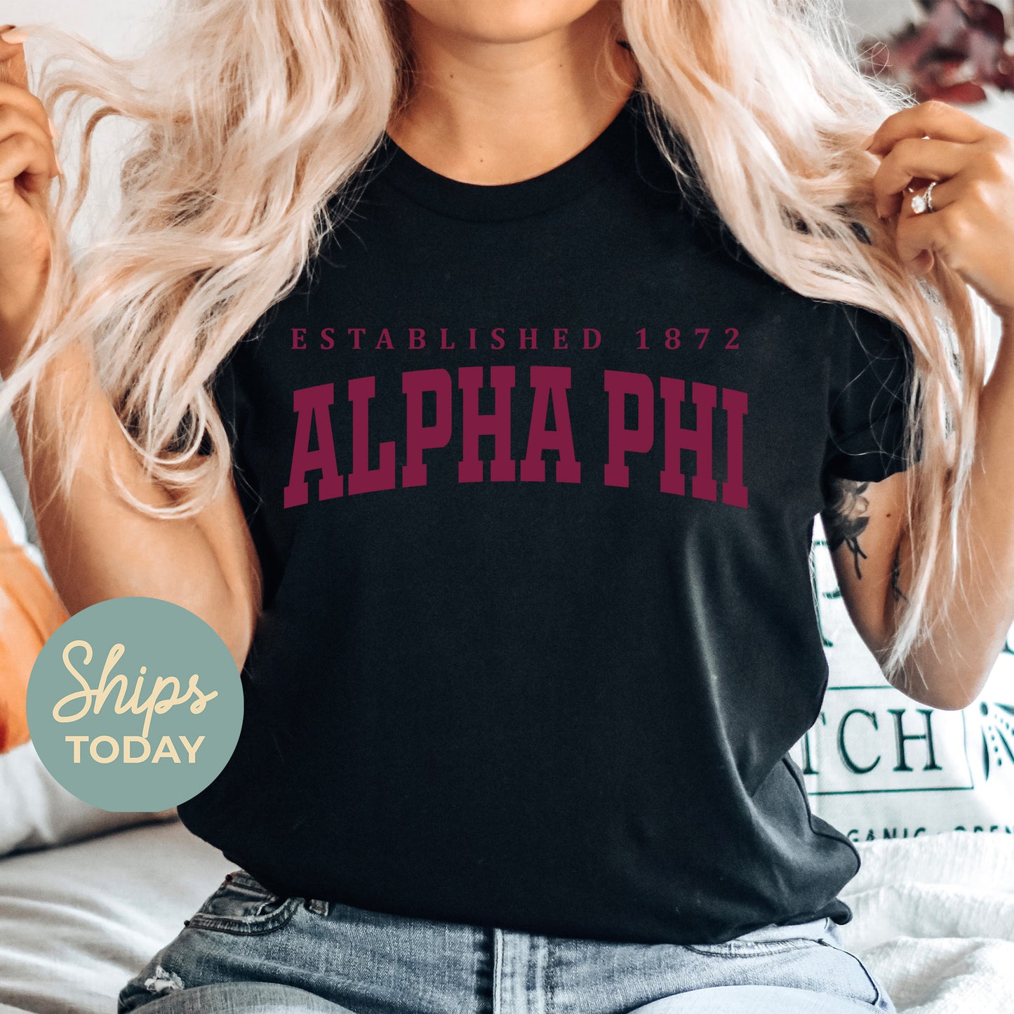 Alpha Phi Bold Letters Sorority T-shirt _ 35125g