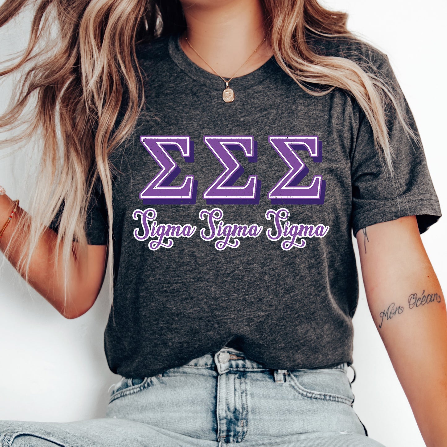 Sigma Sigma Sigma Greek Colors Sorority T-shirt _ 36092g