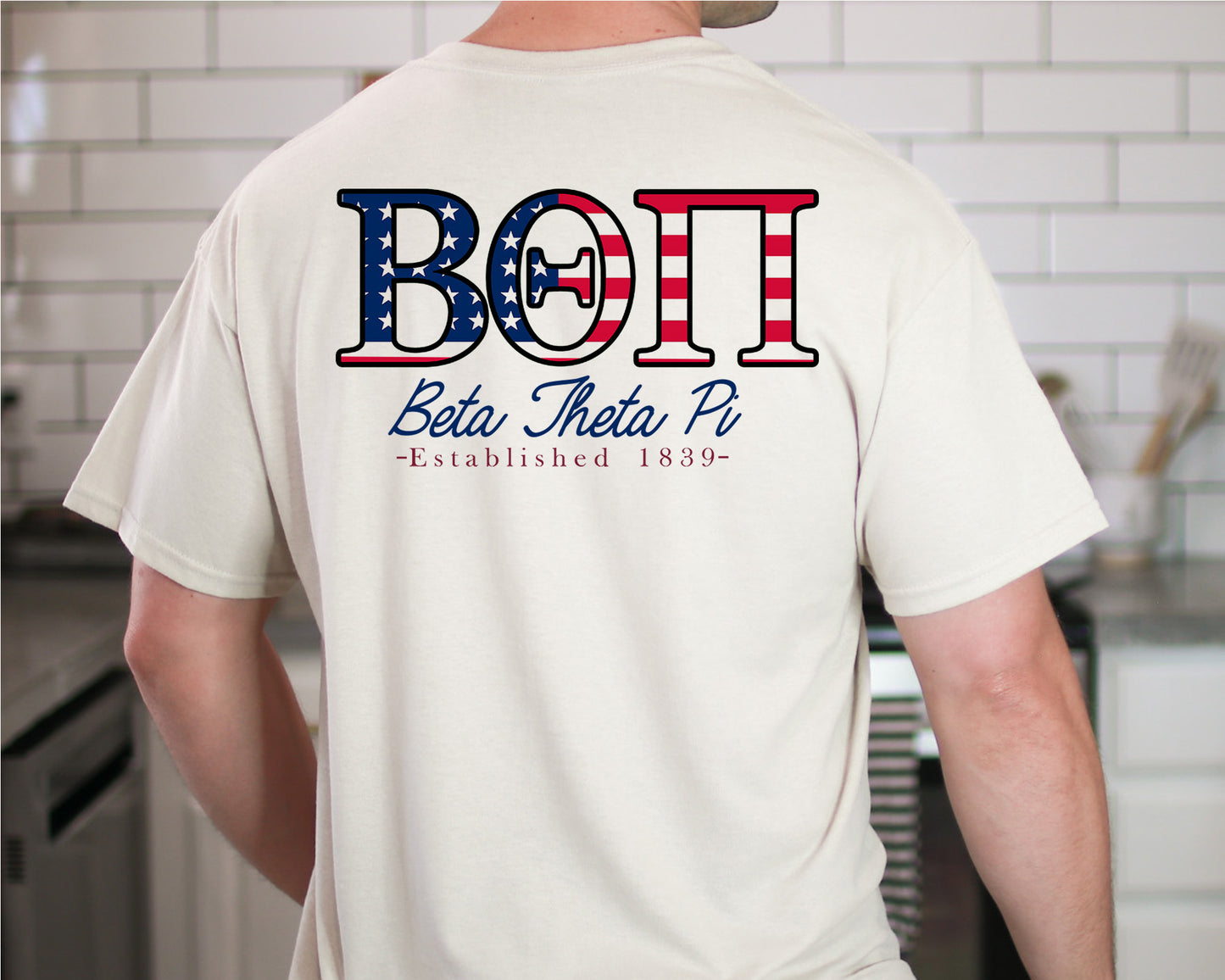 Beta Theta Pi USA Flag Letters Fraternity T-shirt _ 33428g