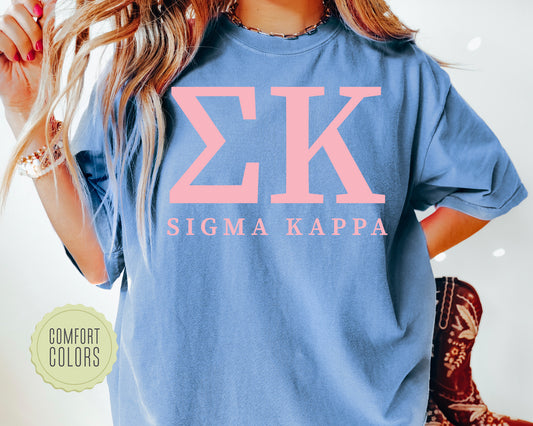 Sigma Kappa Everything Pink Comfort Colors Sorority T-shirt _ 332g