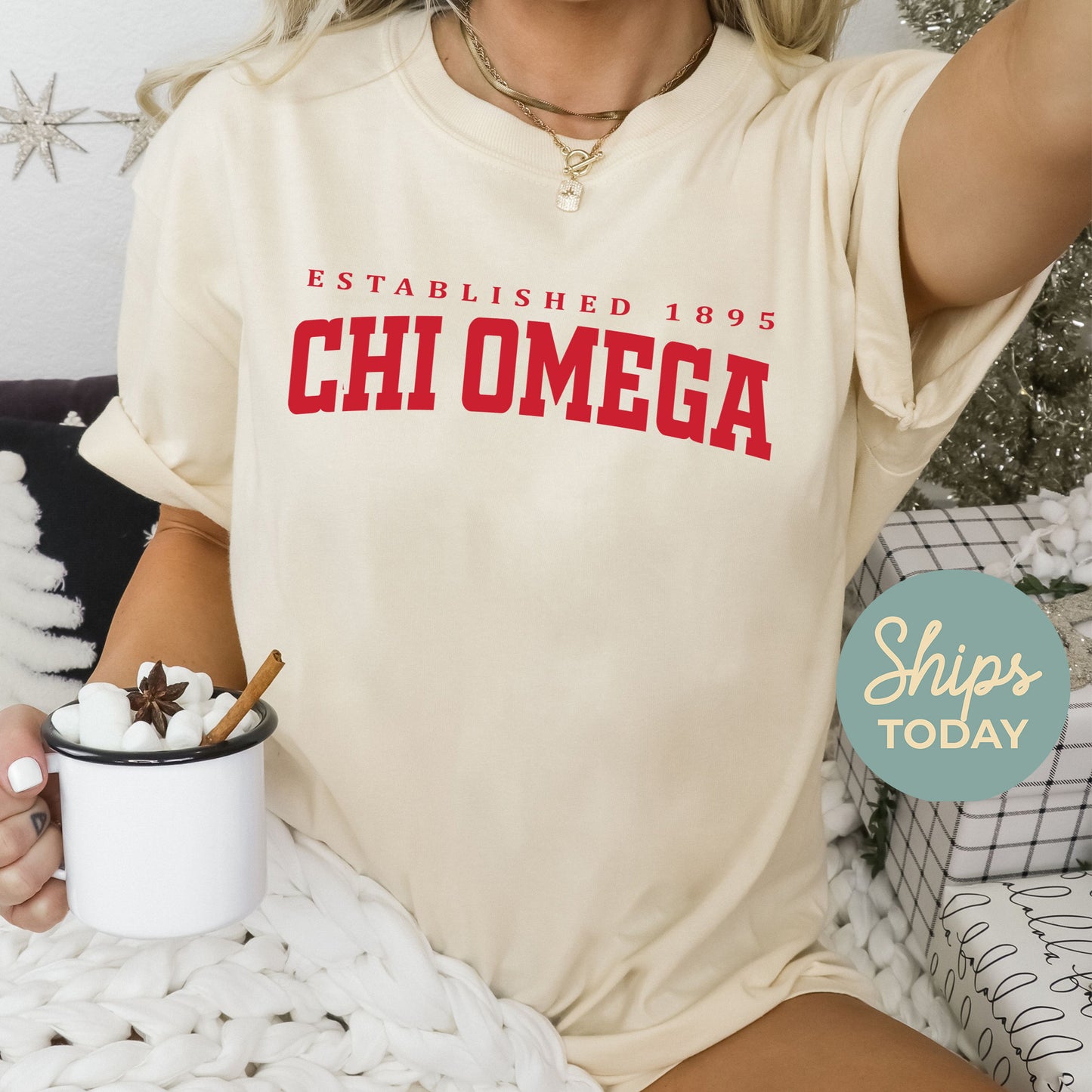 Chi Omega Bold Letters Sorority T-shirt _ 35129g
