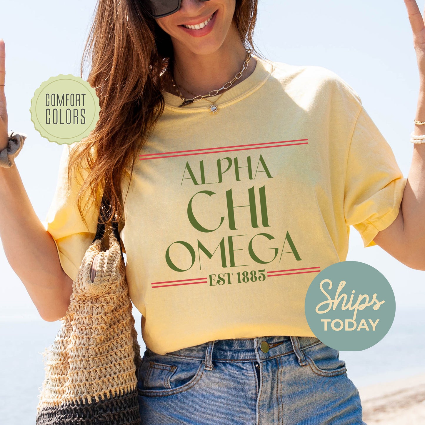 Alpha Chi Omega Greek Harmony Comfort Colors Sorority T-shirt _ 34964g