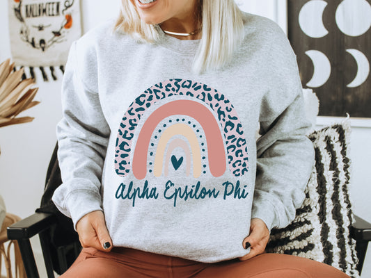 Alpha Epsilon Phi Greek Rainbow Sorority Sweatshirt _ 2735g