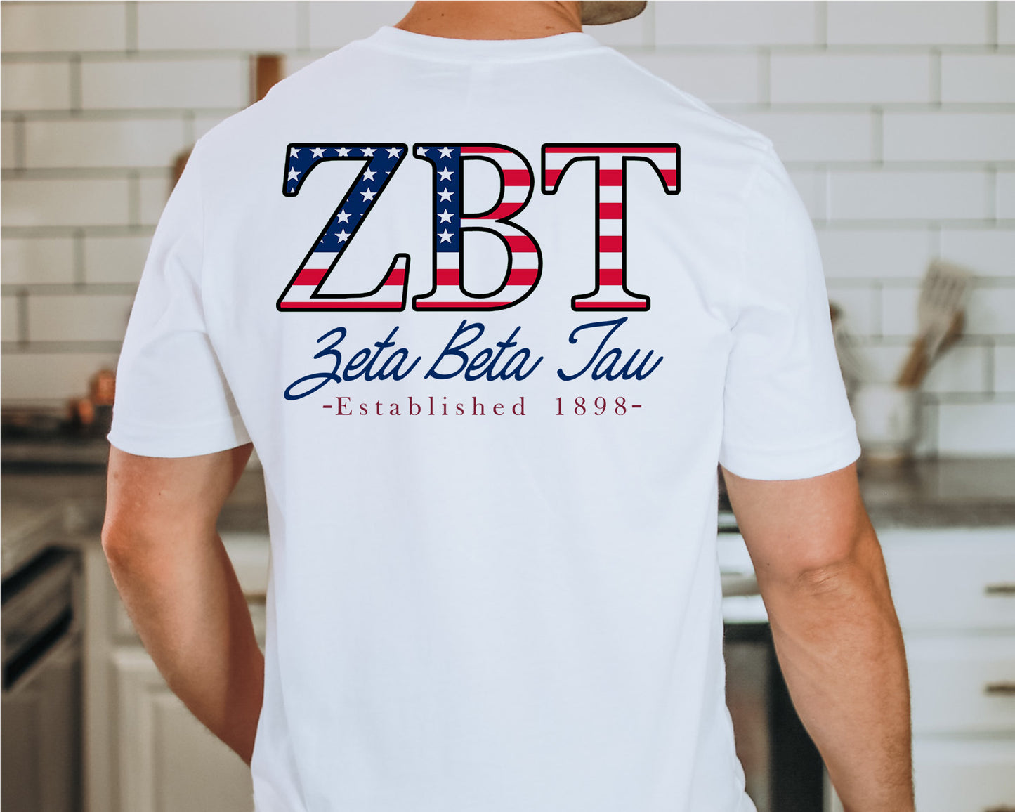 Zeta Beta Tau USA Flag Letters Fraternity T-shirt _ 33451g