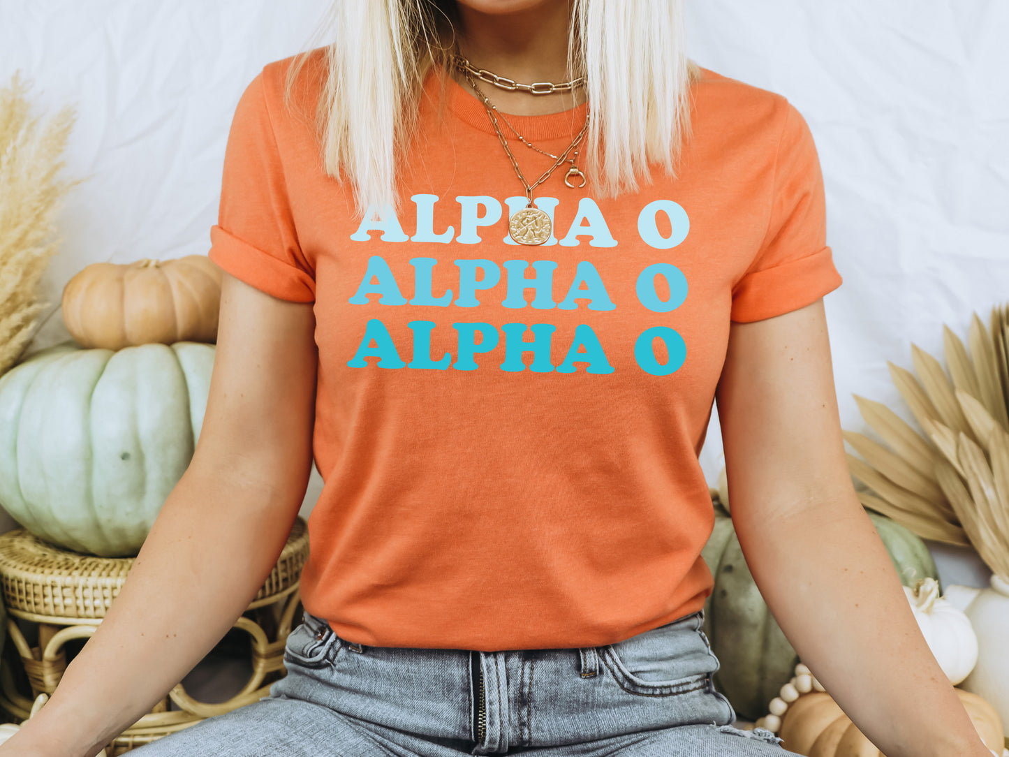 Alpha Omicron Pi Touch of Blue Sorority T-shirt _ 2581g