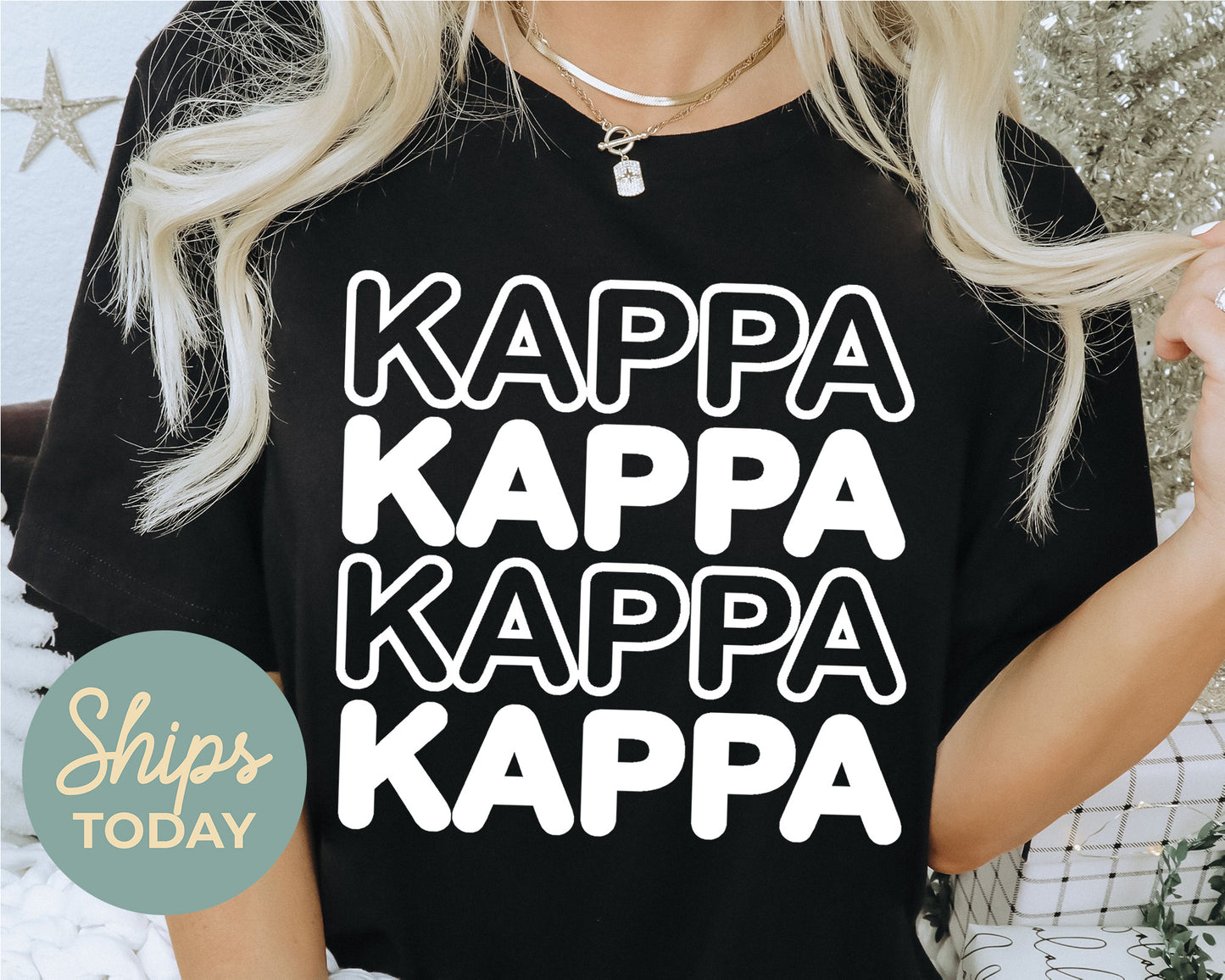 Kappa Kappa Gamma Bold Bubble Letter Sorority T-shirt _ 2229g