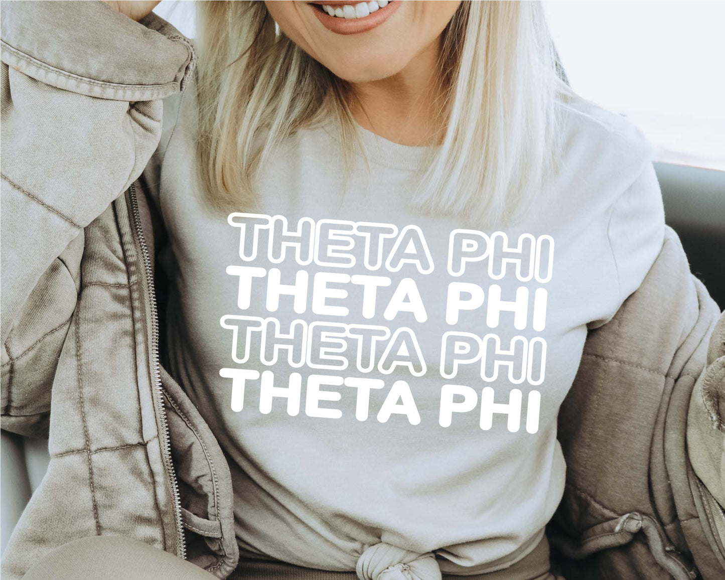 Theta Phi Alpha Bold Bubble Letter Sorority T-shirt _ 2236g