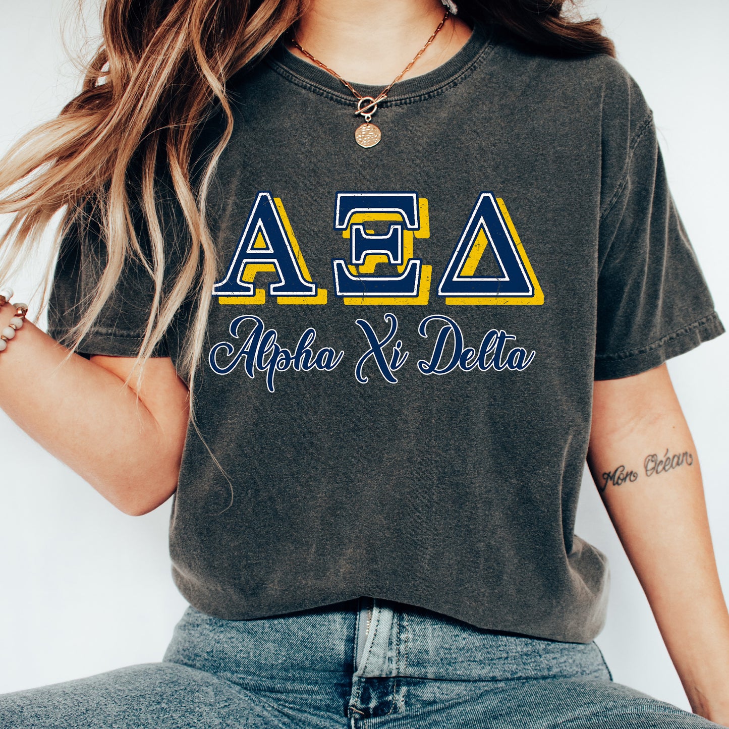 Alpha Xi Delta Greek Colors Sorority T-shirt _ 36077g