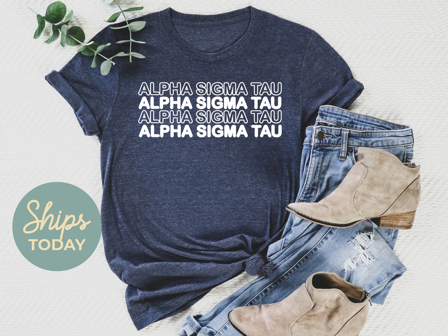 Alpha Sigma Tau Bold Bubble Letter Sorority T-shirt _ 2219g