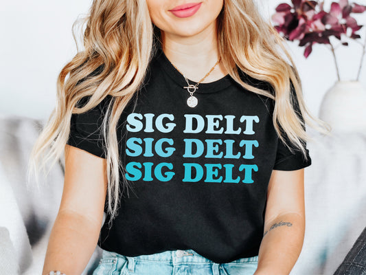 Sigma Delta Tau Touch of Blue Sorority T-shirt _ 2598g