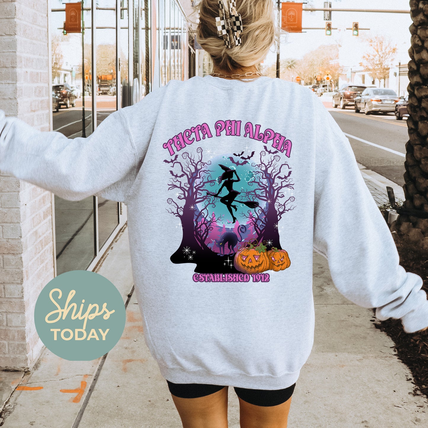 Theta Phi Alpha Halloween Witch Sorority Sweatshirt _ 36250g