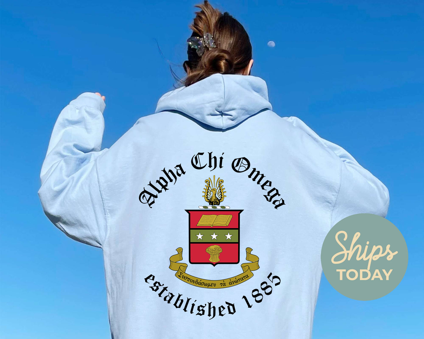 Alpha Chi Omega Old English Crest Sorority Hoodie _ 32920g
