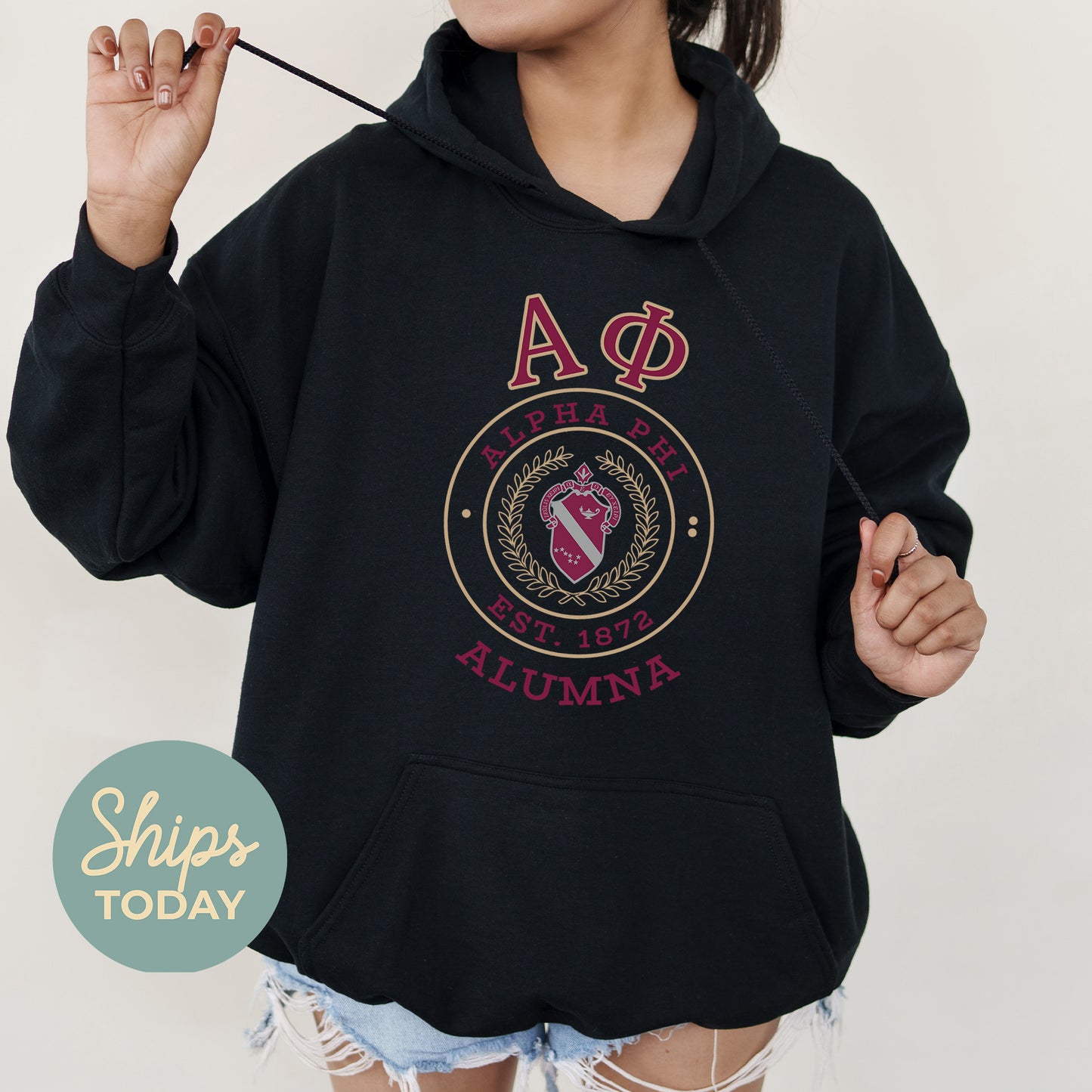 Alpha Phi Alumna Vintage Sorority Hoodie _ 31014g