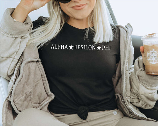 Alpha Epsilon Phi White Star Sorority T-shirt _ 2188g