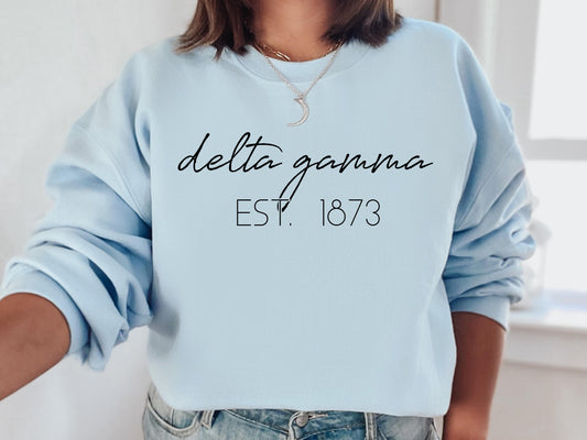 Delta Gamma Black Calligraphy Sorority Sweatshirt _ 2328g