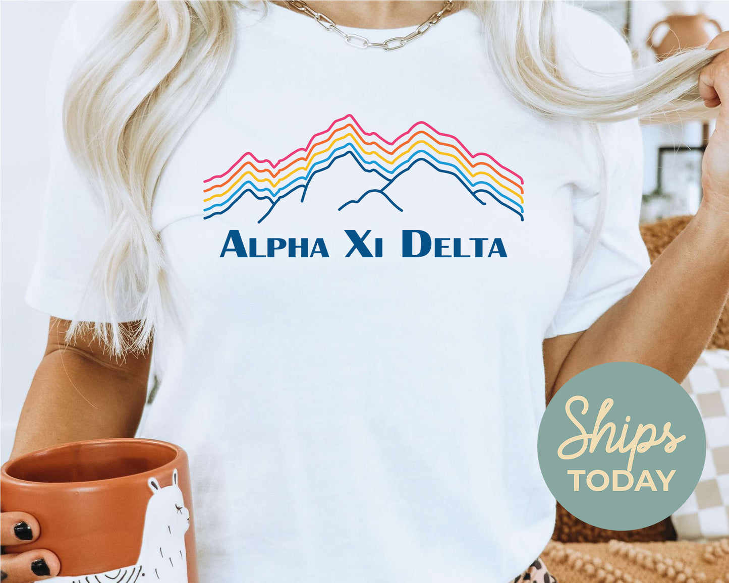 Alpha Xi Delta Rainbow Mountains Sorority T-shirt _ 2637g