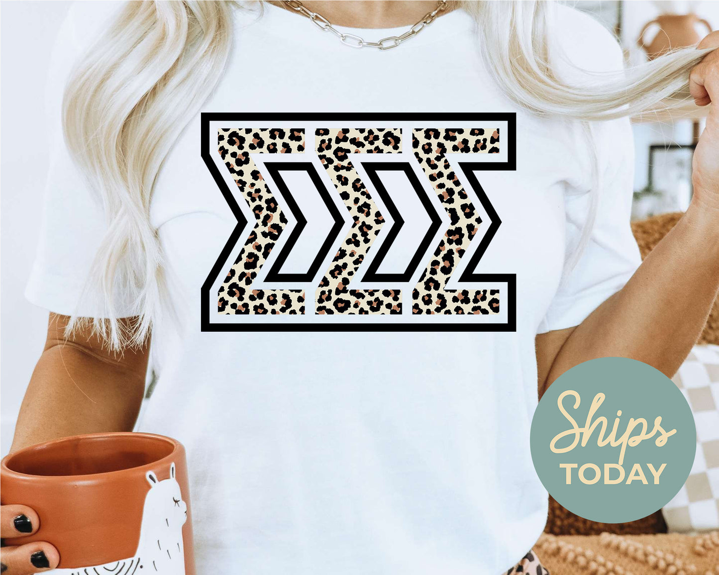 Sigma Sigma Sigma Leopard Greek Letters Sorority T-shirt _ 30458g