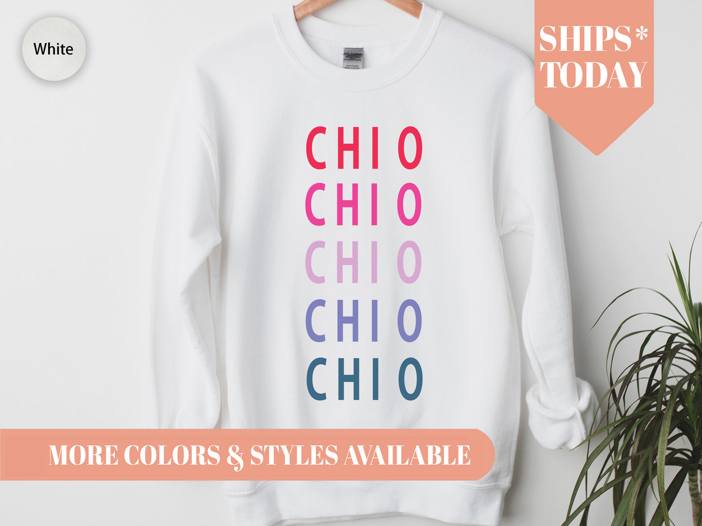 Chi Omega Bright and Stacked Sorority Sweatshirt _ 9g