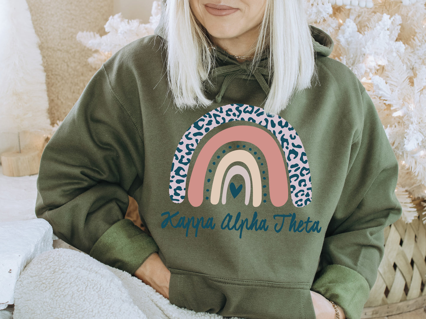 Kappa Alpha Theta Greek Rainbow Sorority Hoodie _ 2748g