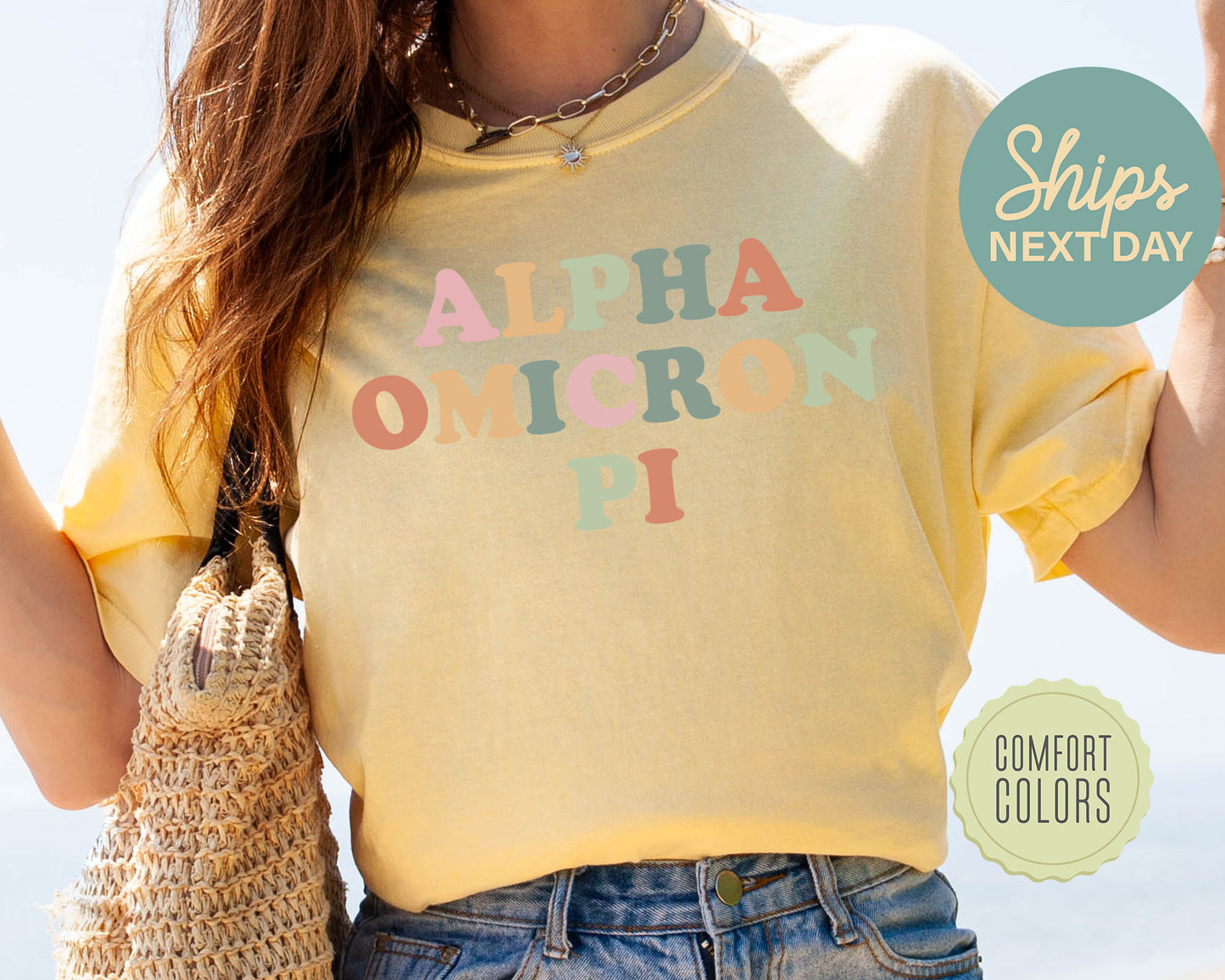 Alpha Omicron Pi Bright and Proud Comfort Colors Sorority T-shirt _ 418g