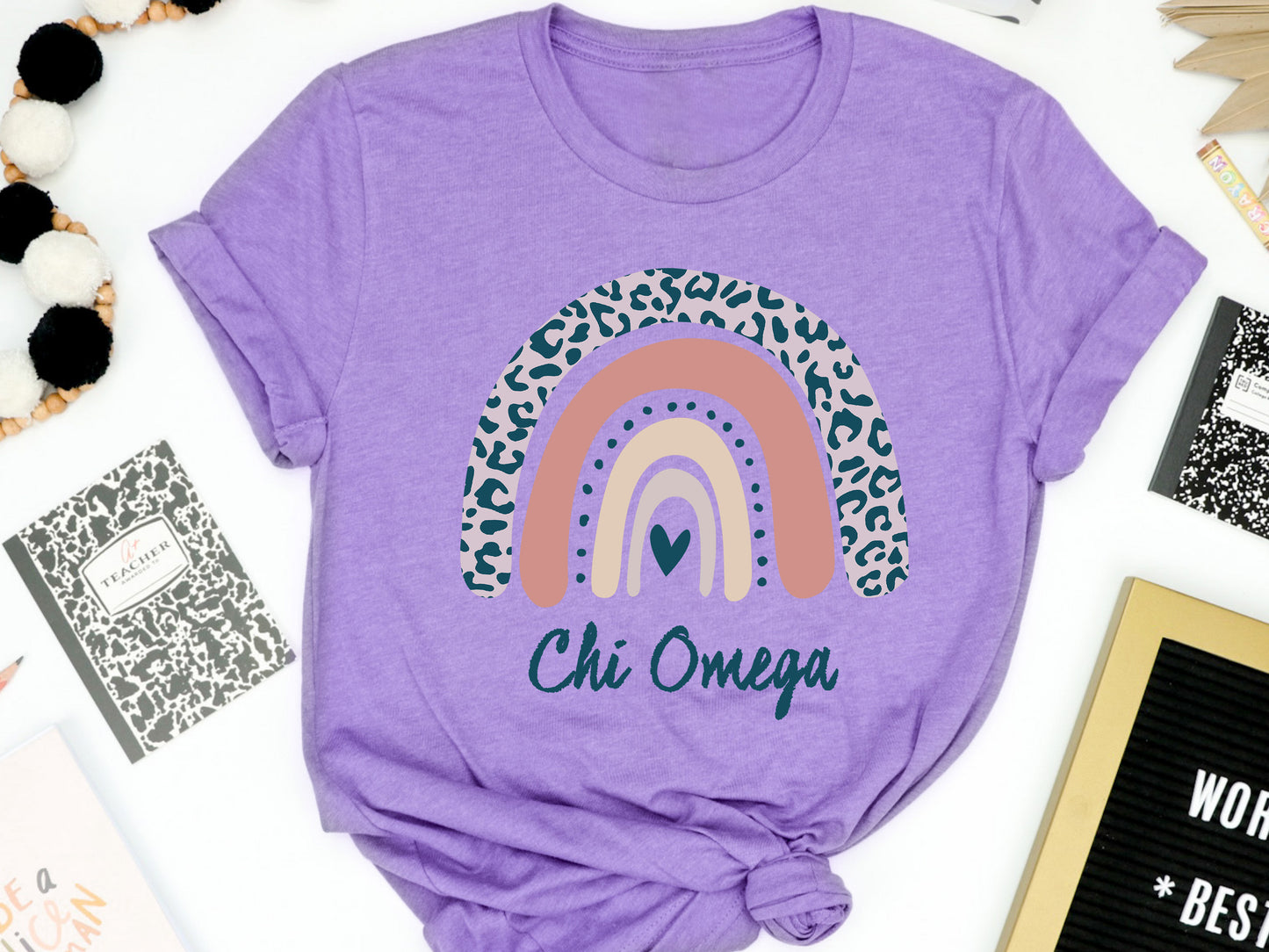 Chi Omega Greek Rainbow Sorority T-shirt _ 2742g